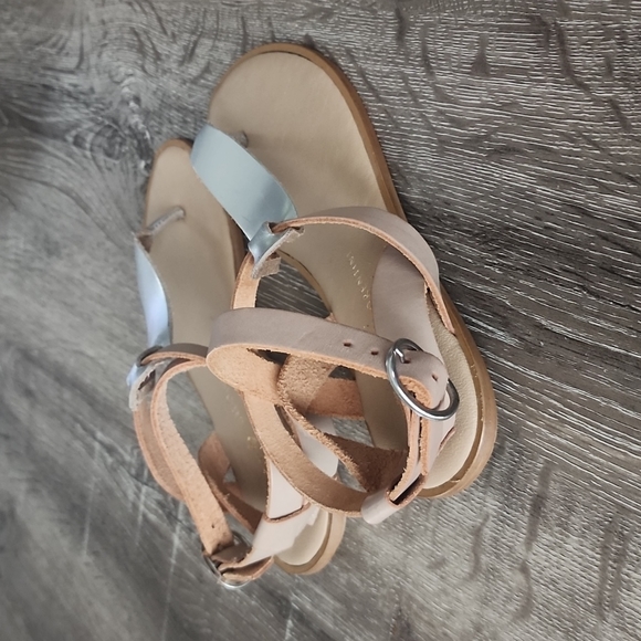 Mercanti Fiorentini Italy Metallic T Strap Leather Strappy Sandals Size 6 - Picture 4 of 8